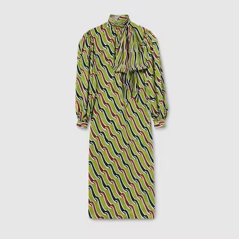 Printed silk dress in multicolor